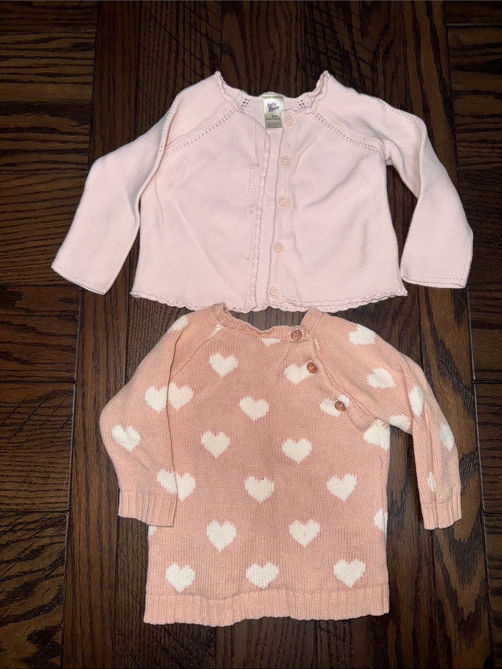 Edgehill Collection Girls' Pink Heart Knit Sweater & Light Pink Cardigan Set